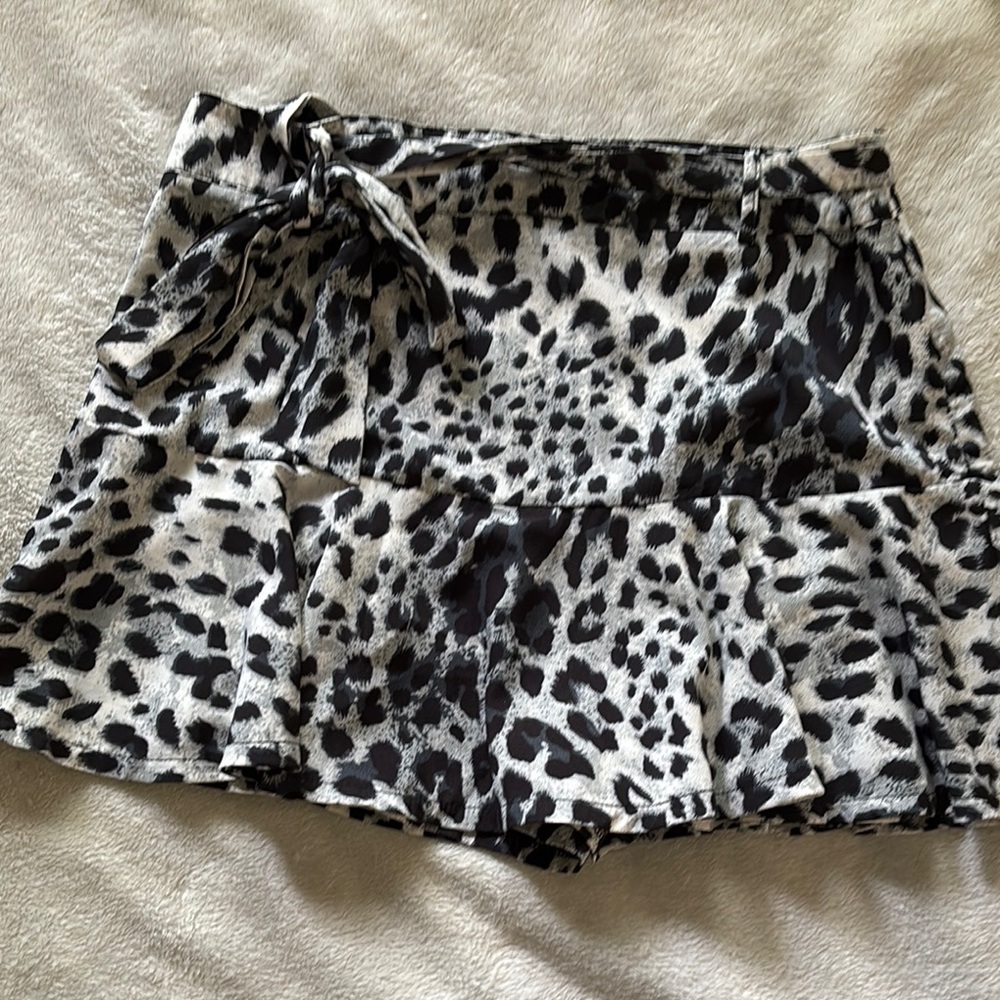 She + Sky Animal Print Skort in Black and White